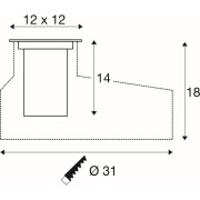 DASAR® M, Bodeneinbauleuchte, eckige Abdeckung, 24°, 3000K, incl. DALI-Treiber, edelstahl