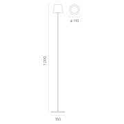 Akku-Stehleuchte Nuindie 1200mm bronzefarben rund
