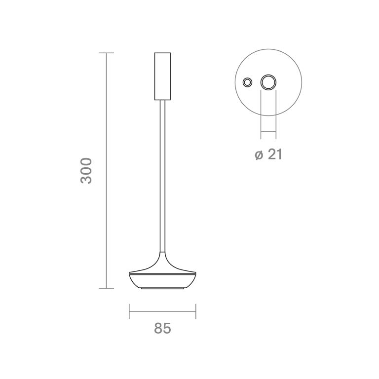 SIGOR Akku-Tischleuchte Nucandle 310mm keramikschwarz