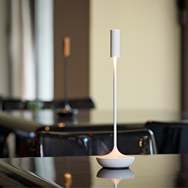 SIGOR Akku-Tischleuchte Nucandle 310mm keramikweiß