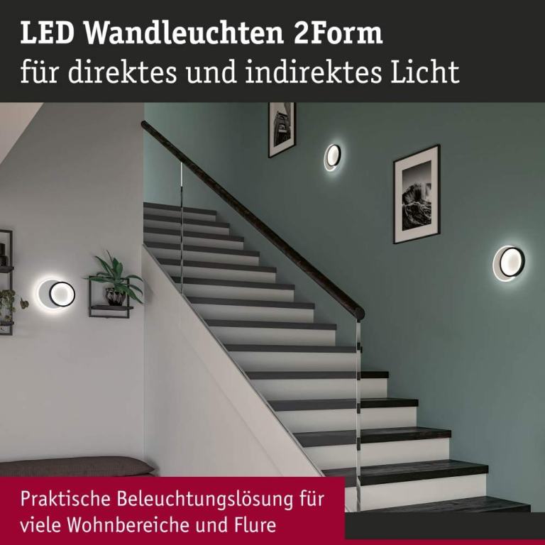 Paulmann LED Wandleuchte 2Form   4000K 860lm / 730lm 230V 7 / 5,5W  Weiß Schwarz