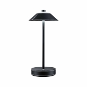Mobile Akku-Tischleuchte Pellini Schwarz matt in Lederoptik mit USB-C White Switch Dimmbar via Touch-Schalter Höhe 33cm