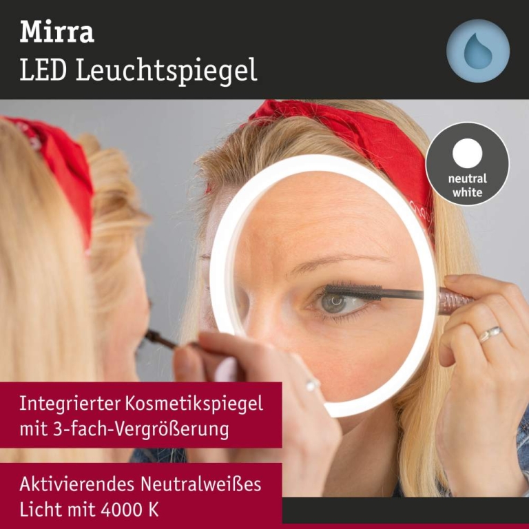 Paulmann LED Leuchtspiegel Mirra  IP44  4000K 750lm / 270lm 230V 20W dimmbar Spiegel