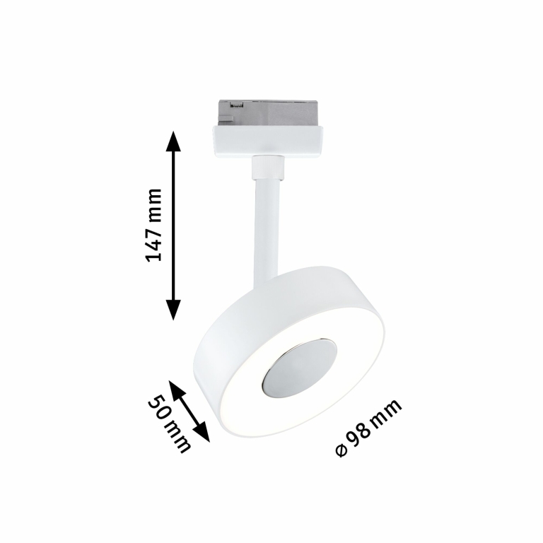 Paulmann URail LED Schienenspot 3-Step-Dim Circle Einzelspot  210lm 5W 3000K dimmbar 230V Signalweiß