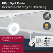 URail LED Schienenspot 3-Step-Dim Circle Einzelspot  210lm 5W 3000K dimmbar 230V Signalweiß