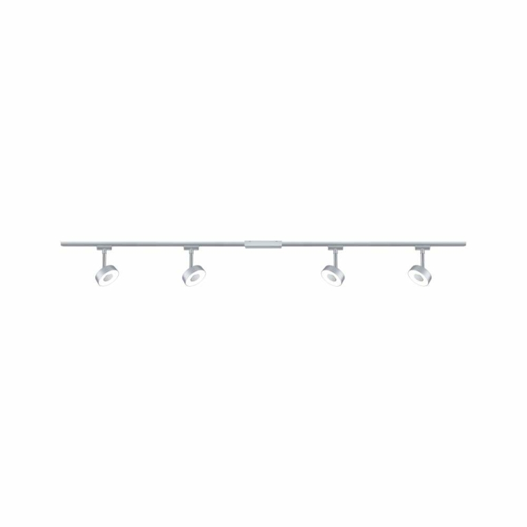 Paulmann URail Komplett-Set Chrom matt inkl. 4 Spots Circle, 2x1m Schiene + Verbinder + Einspeisung