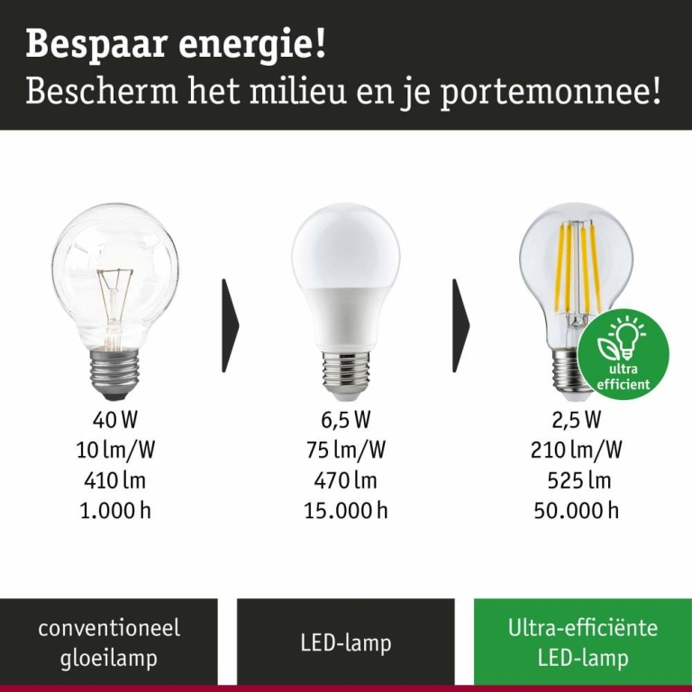 Paulmann Eco-Line Filament 230V LED Tropfen E27 1er-Set  80 mm 525lm 2,5W 4000K  Klar