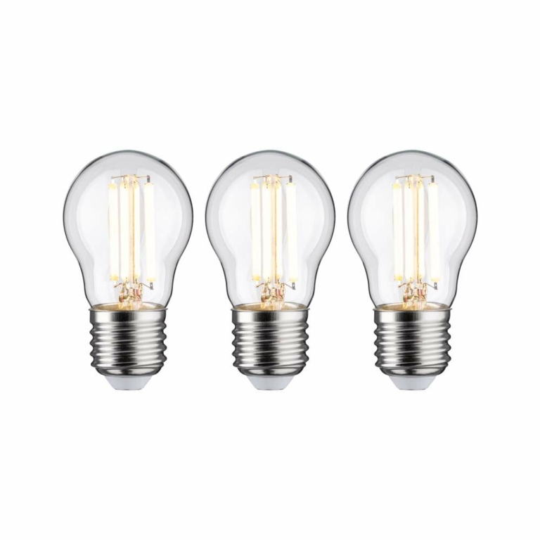 Paulmann Eco-Line Filament 230V LED Tropfen E27 3er-Set  80 mm 525lm 2,5W 3000K  Klar