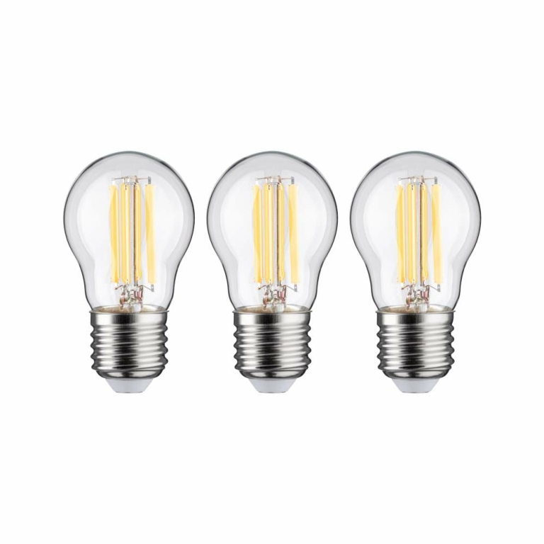 Paulmann Eco-Line Filament 230V LED Tropfen E27 3er-Set  80 mm 525lm 2,5W 3000K  Klar