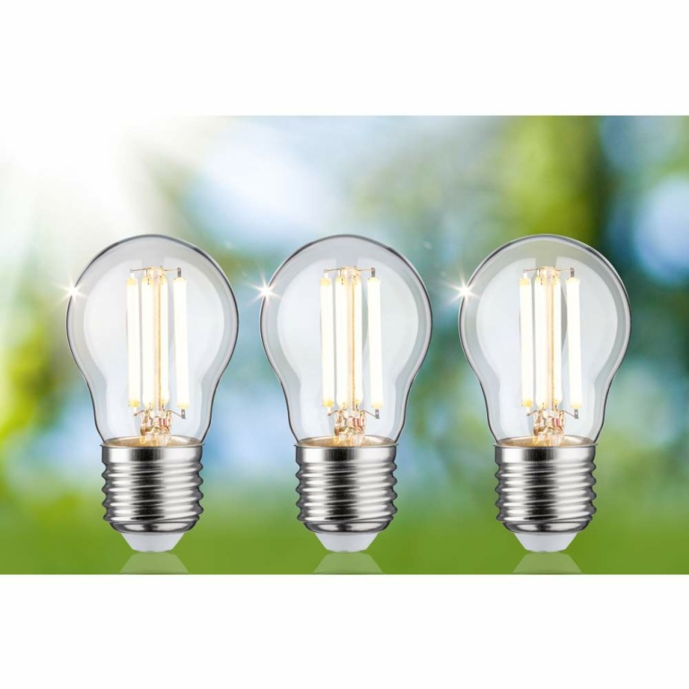 Paulmann Eco-Line Filament 230V LED Tropfen E27 3er-Set  80 mm 525lm 2,5W 3000K  Klar