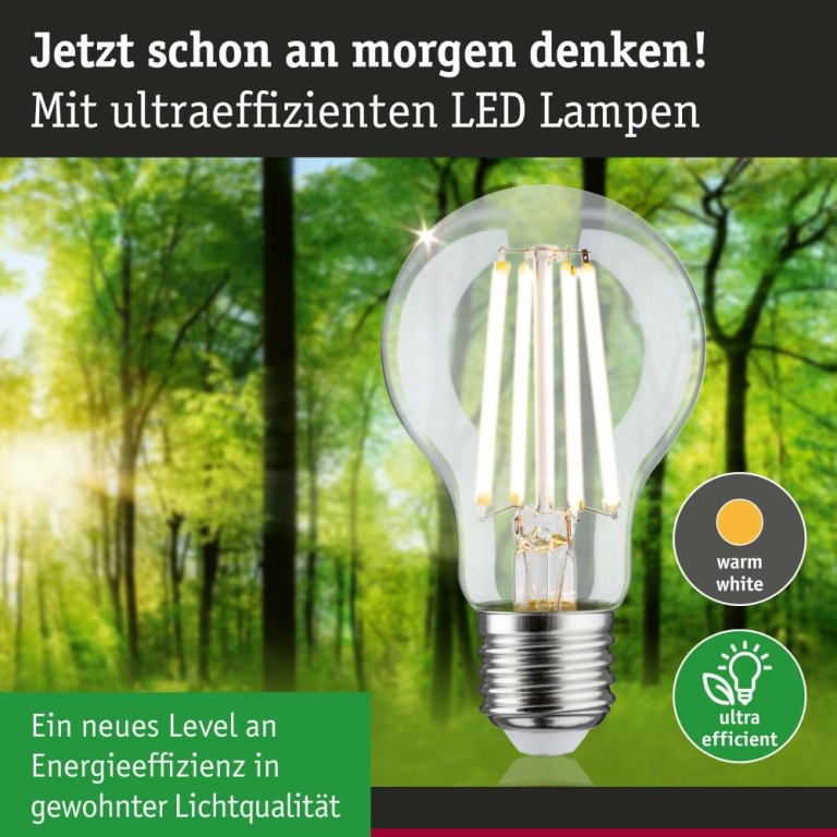 Paulmann Eco-Line Filament 230V LED Birne E27 Einzelleuchte  840lm 4,5W 3000K dimmbar Klar
