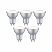 Standard 230V LED Reflektor GU10 5er-Set  460lm 4,9W 2700K  Weißaluminium
