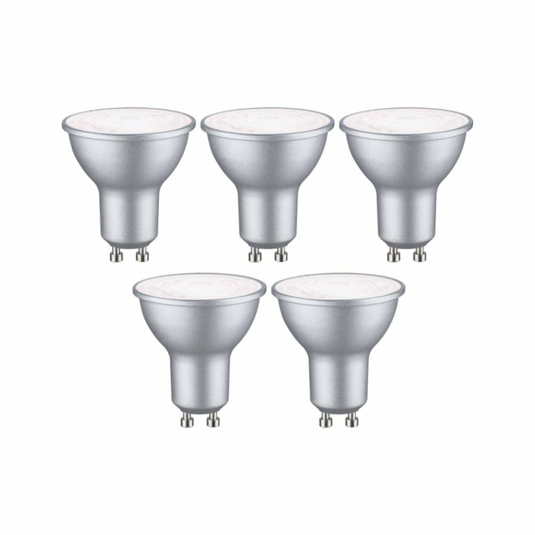 Paulmann Standard 230V LED Reflektor GU10 5er-Set  460lm 4,9W 4000K  Weißaluminium