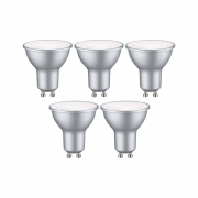 Standard 230V LED Reflektor GU10 5er-Set  460lm 4,9W 4000K  Weißaluminium