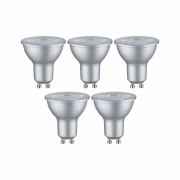 Standard 230V LED Reflektor GU10 5er-Set  460lm 4,9W 4000K  Weißaluminium