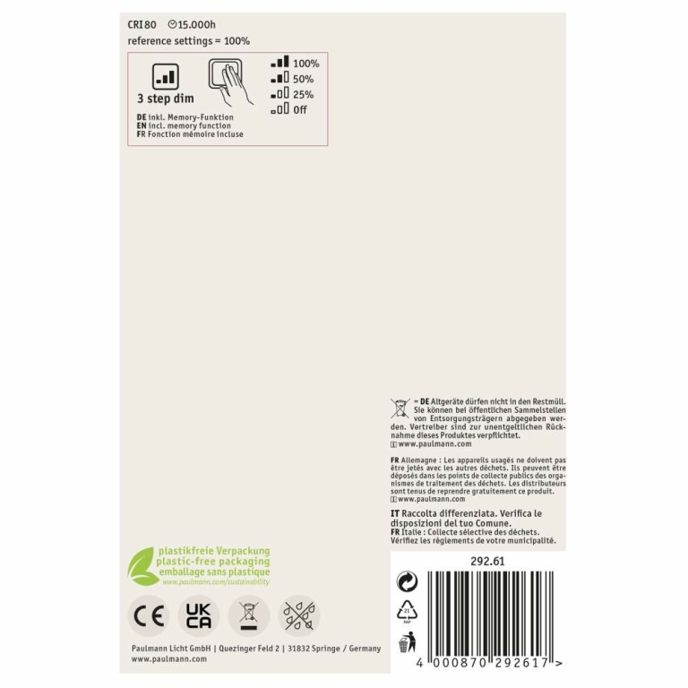 Paulmann Metallic Glow Standard 230V LED Globe E27  160lm 4W 1800K dimmbar Schwarz