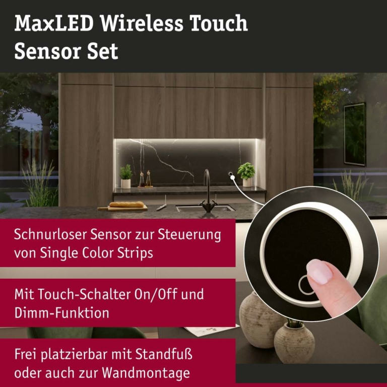Paulmann MaxLED Sensor Wireless Touch DC 24V max. 144W Weiß Schwarz