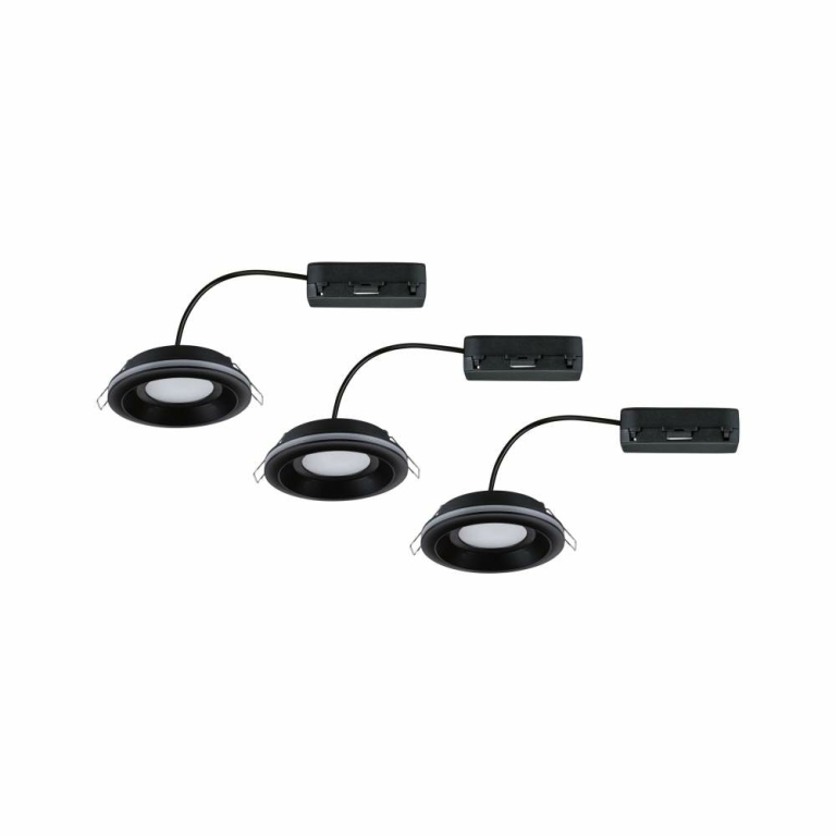 Paulmann LED Einbauleuchte Sormus 3er-Set  IP65 rund 100mm  3x4,8 / 1,5W 560lm / 180lm 230V  3000K Schwarz
