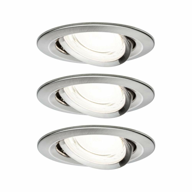 Paulmann LED Einbauleuchte Nova Coin 3er-Set   rund 84mm 50° 3x2,8W 3x505lm 230V  4000K Eisen gebürstet