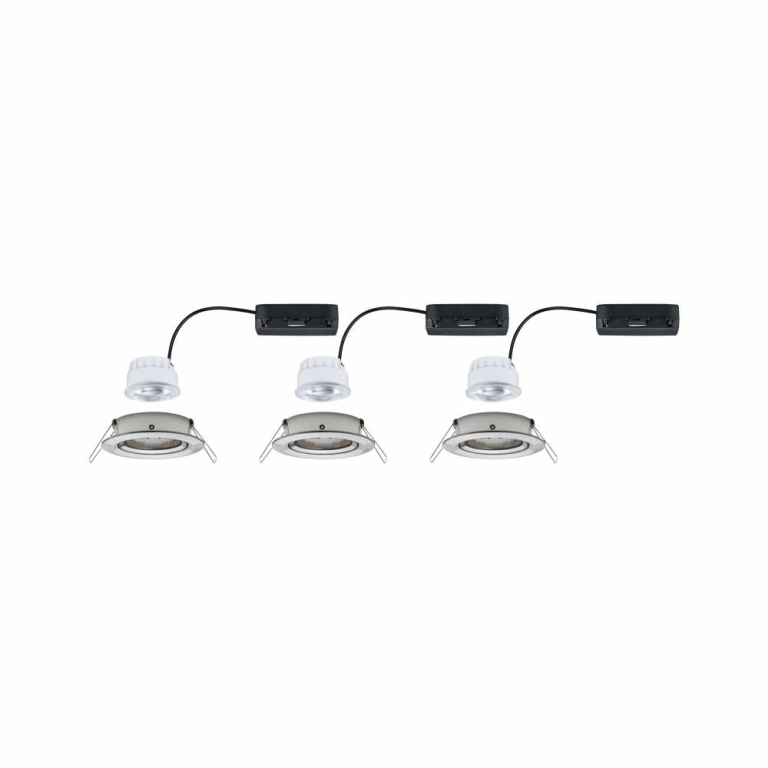 Paulmann LED Einbauleuchte Nova Coin 3er-Set   rund 84mm 50° 3x2,8W 3x505lm 230V  4000K Eisen gebürstet