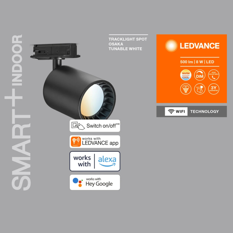 LEDVANCE LEDVANCE SMART+ WiFi Schienensystem Leuchte Osaka schwarz Dimmbar Tunable White - kompatibel mit Amazon & Google