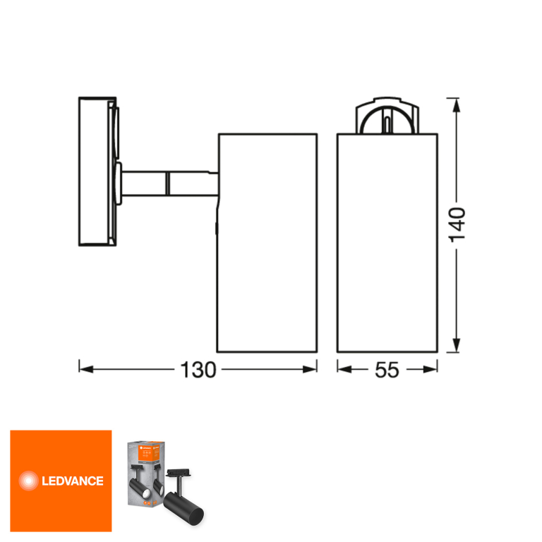 LEDVANCE LEDVANCE Schienensystem Tracklight Spot Cylinder Schwarz GU10