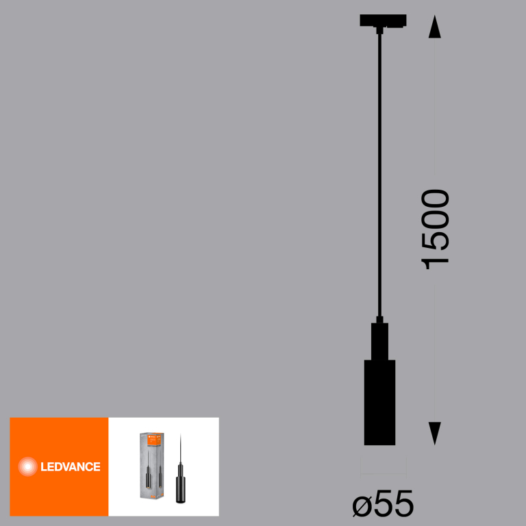 LEDVANCE LEDVANCE Schienensystem Pendelleuchte Cylinder Schwarz GU10