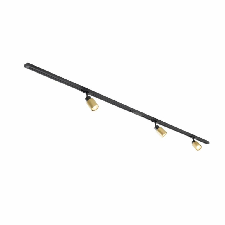 SLV 1-Phasen Schienen Set PURI 2.0 schwarz gold inkl. QPAR51 Leuchtmittel