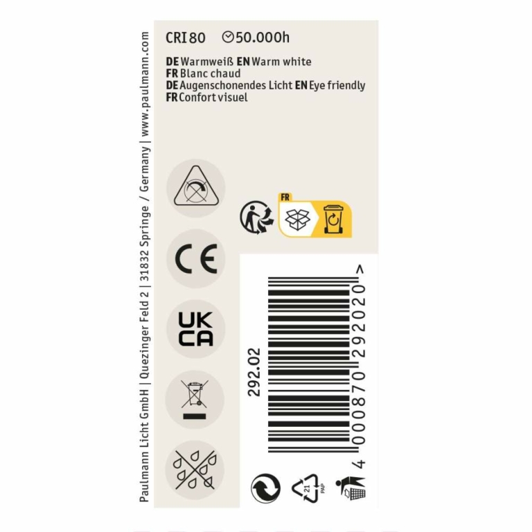 Paulmann Eco-Line Filament 230V LED Tropfen E14   78 mm 840lm 4W 3000K  Klar