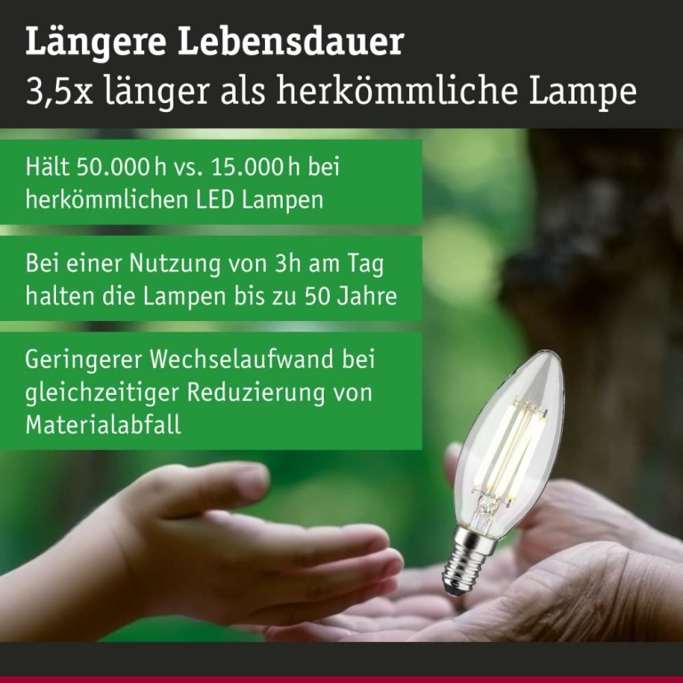 Paulmann Eco-Line Filament 230V LED Kerze E14  840lm 4W 4000K  Klar