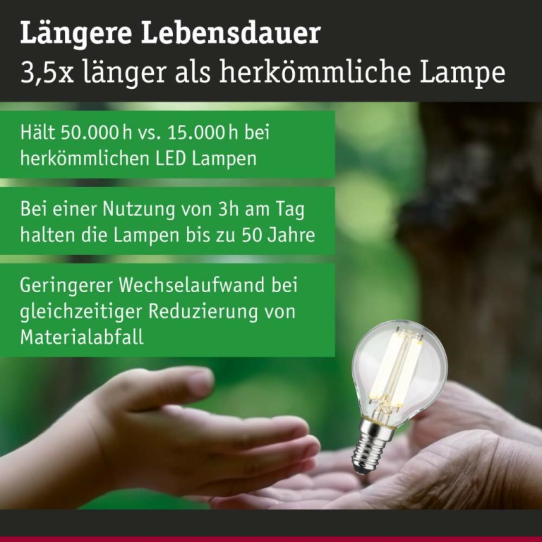 Paulmann Eco-Line Filament 230V LED Tropfen E14   78 mm 840lm 4W 4000K  Klar