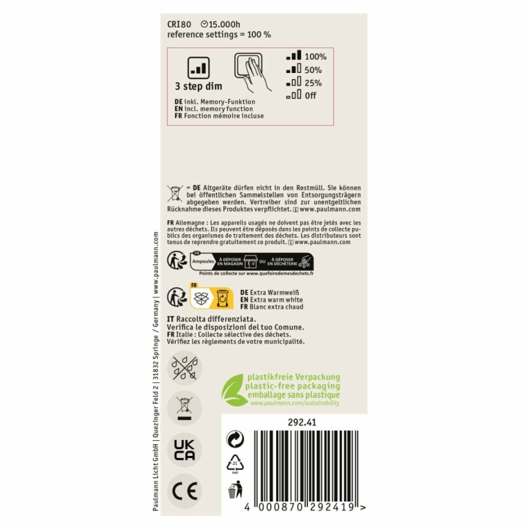 Paulmann Rustic Shine Standard 230V LED Kolben E27 Filament in I-Form  300lm 4,2W 1800K dimmbar Gold