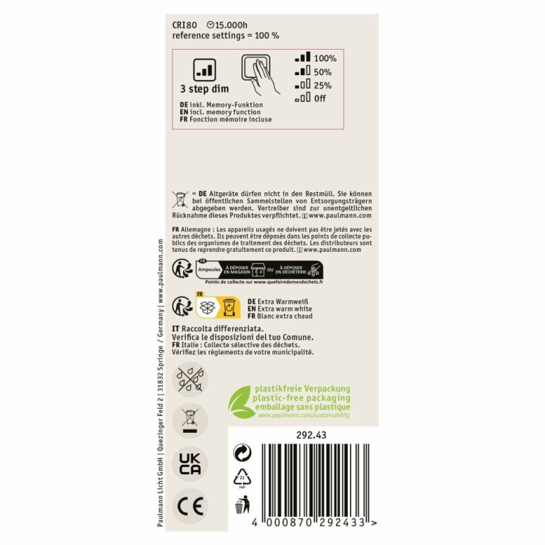 Paulmann Rustic Shine Standard 230V LED Kolben E27 Filament in S-Form  170lm 4,2W 1800K dimmbar Rauchglas