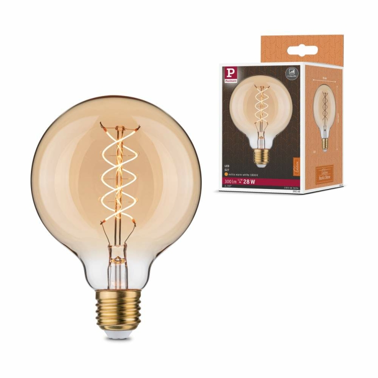 Paulmann Rustic Shine Standard 230V LED Globe E27 Filament in S-Form  300lm 4,2W 1800K dimmbar Gold