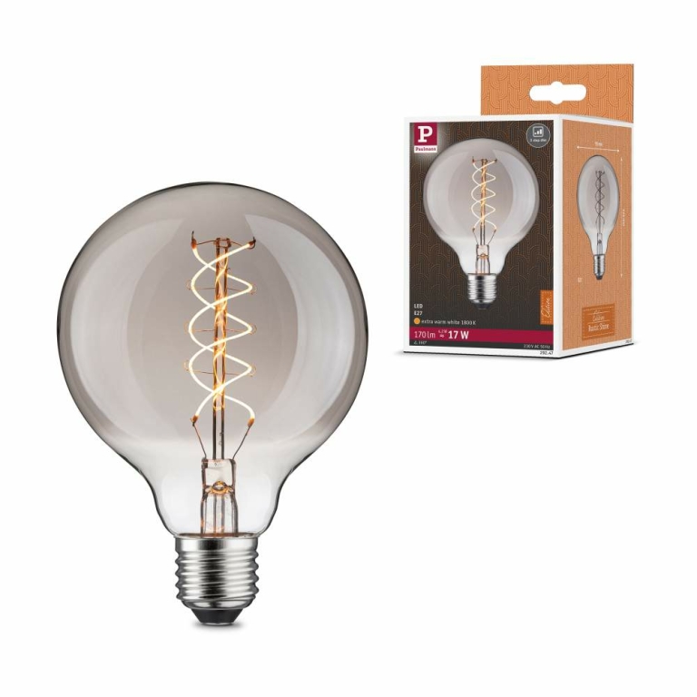 Paulmann Rustic Shine Standard 230V LED Globe E27 Filament in S-Form  170lm 4,2W 1800K dimmbar Rauchglas