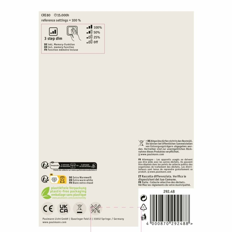 Paulmann Rustic Shine Standard 230V LED Globe E27   300lm 4,2W 1800K dimmbar Gold