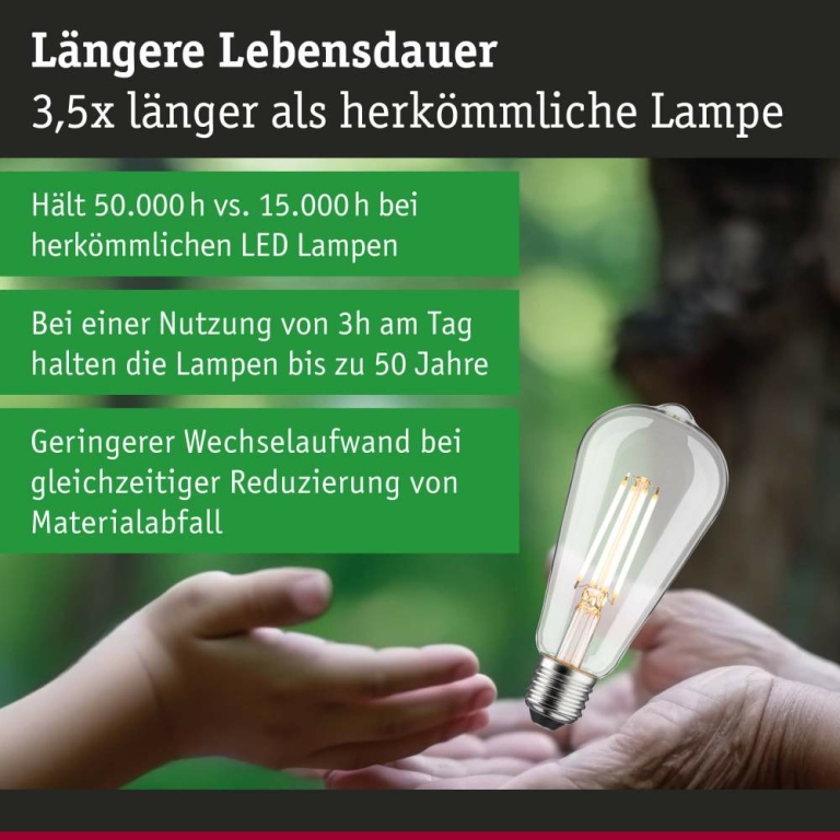 Paulmann Eco-Line Filament 230V LED Kolben ST64 E27   806lm 4,3W 3000K dimmbar Klar