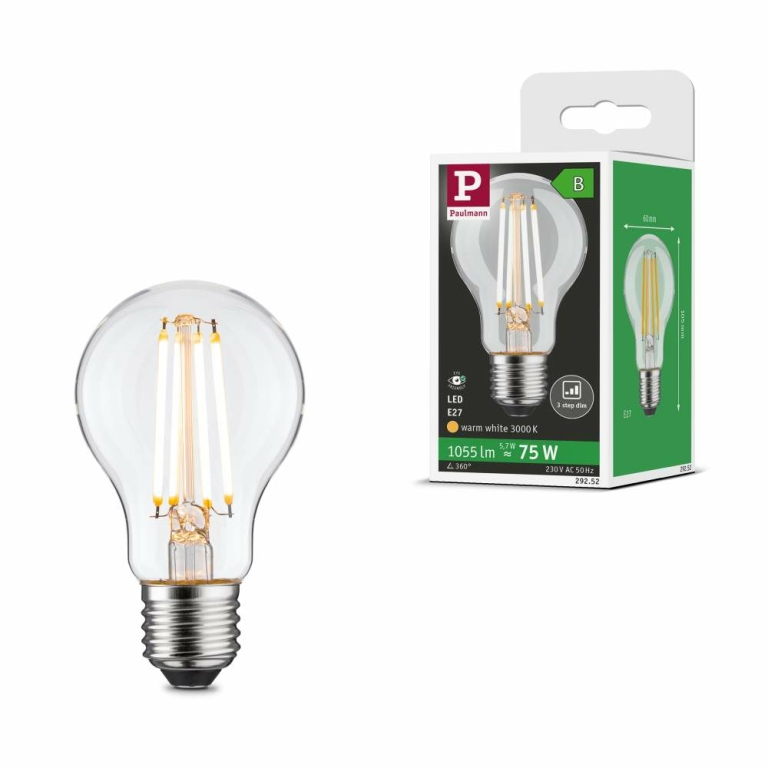Paulmann Eco-Line Filament 230V LED Birne E27 Einzelleuchte  1055lm 5,7W 3000K dimmbar Klar