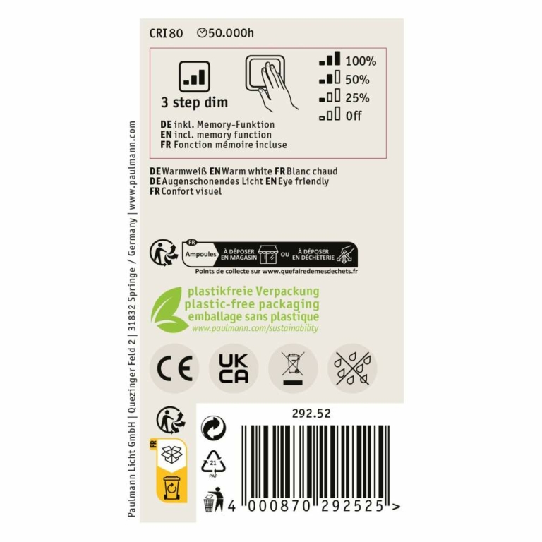 Paulmann Eco-Line Filament 230V LED Birne E27 Einzelleuchte  1055lm 5,7W 3000K dimmbar Klar