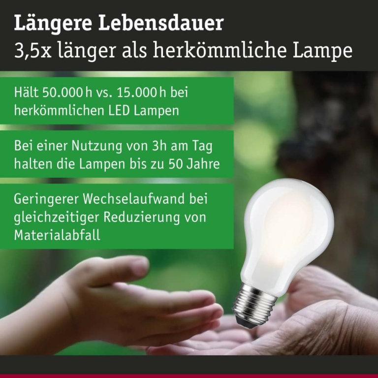 Paulmann Eco-Line Filament 230V LED Birne E27 Einzelleuchte  806lm 4,3W 3000K dimmbar Matt