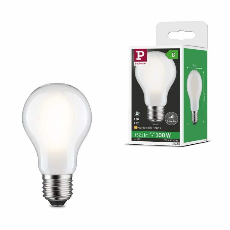Paulmann Eco-Line Filament 230V LED Birne E27 Einzelleuchte  1521lm 8,2W 3000K dimmbar Matt