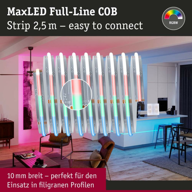 Paulmann MaxLED 500 LED Strip RGBW   2,5m   15W 530lm/m 896 LEDs/m RGBW+