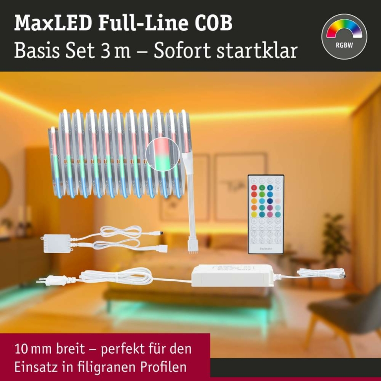 Paulmann MaxLED 1000 LED Strip Full-Line COB Basisset  3m   27W 1038lm/m 896 LEDs/m RGBW+ 60VA