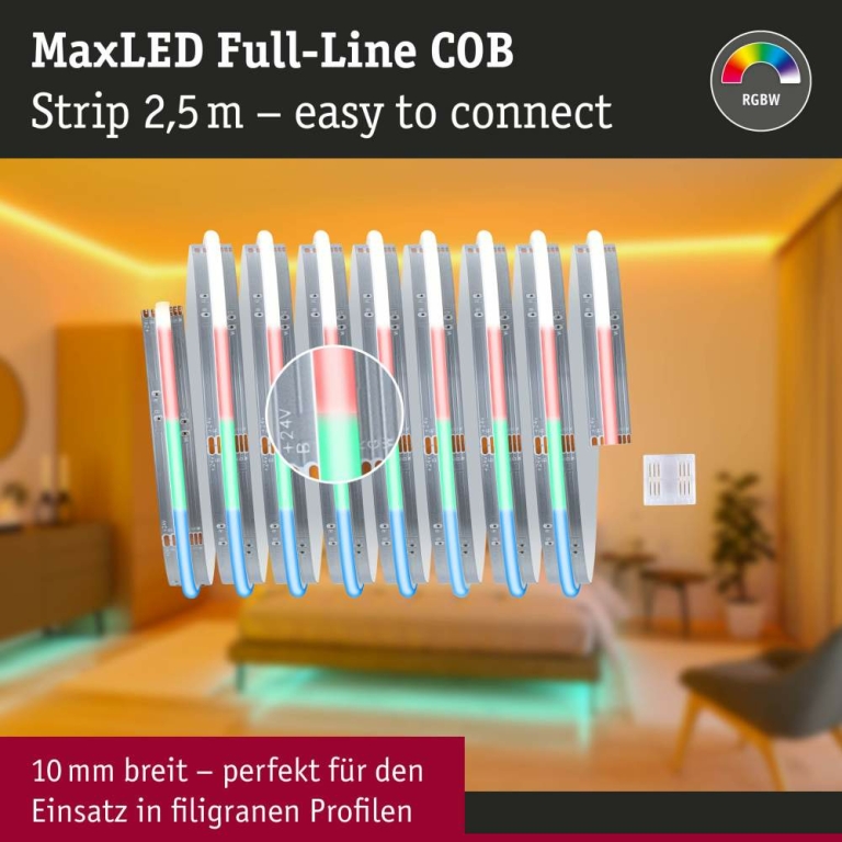 Paulmann MaxLED 1000 LED Strip Full-Line COB   2,5m   24W 1038lm/m 896 LEDs/m RGBW+