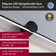 LED Spiegelleuchte Sava  IP44  3000K 500lm 230V 7,5W  Schwarz matt