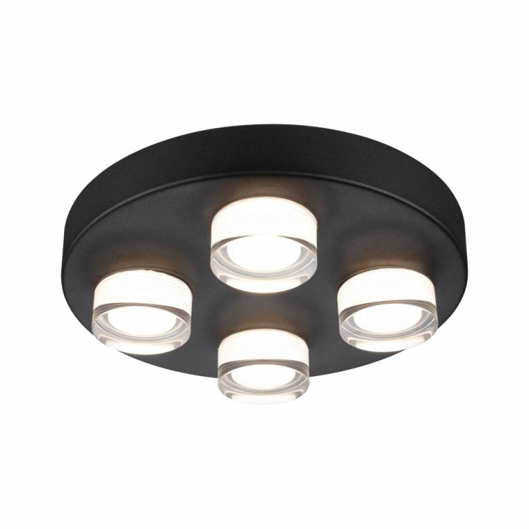 Paulmann Selection Bathroom Wand-/Deckenleuchte Kame IP44  3000K 4x2000lm 230V 4x4,2W  Signalschwarz
