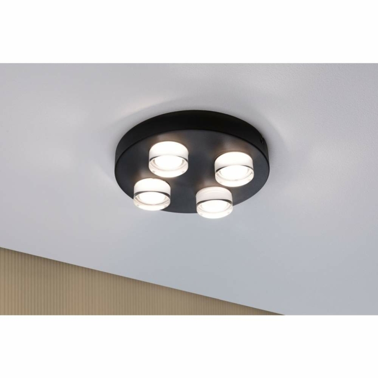Paulmann Selection Bathroom Wand-/Deckenleuchte Kame IP44  3000K 4x2000lm 230V 4x4,2W  Signalschwarz