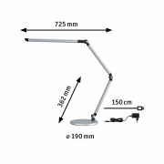 LED Schreibtischleuchte 3-Step-Dim FlexBar  White Switch 700lm 9,5W Silber matt