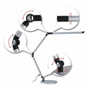 LED Schreibtischleuchte 3-Step-Dim FlexBar  White Switch 700lm 9,5W Silber matt