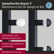 Spiegelleuchte Regula II  IP44 E14   230V max. 3x40W dimmbar Schwarz
